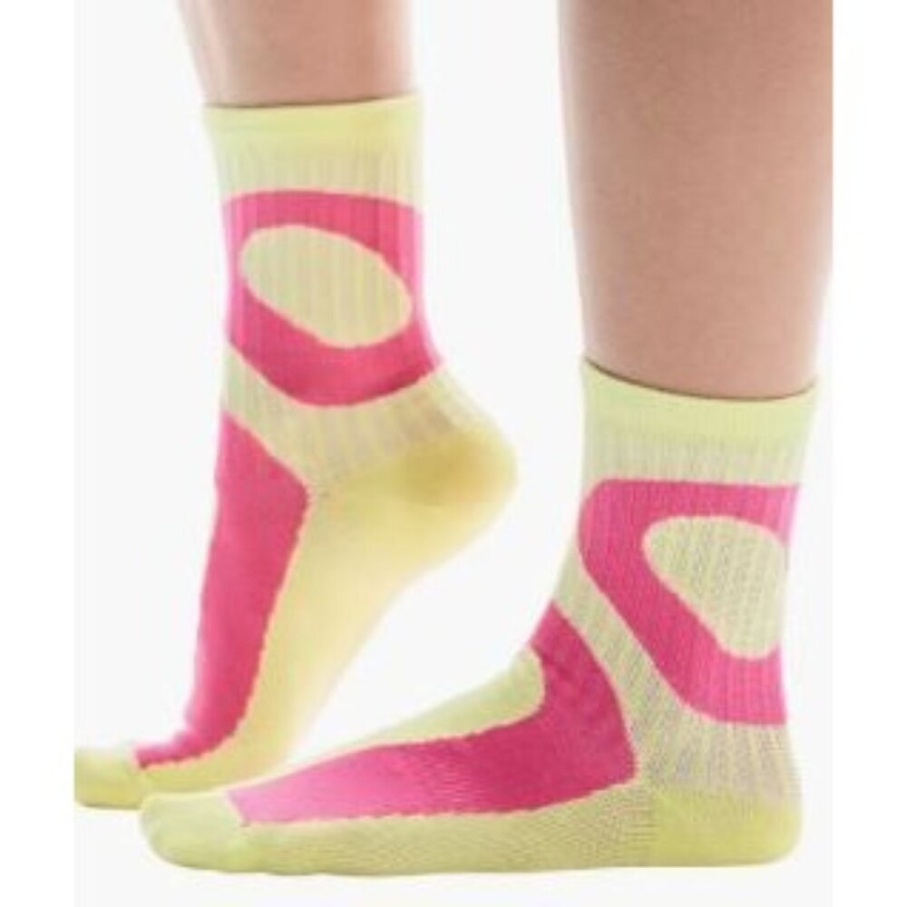 On Men's Socks Liquid Logo High 2 Pair Limelight Pink Medium 9.5 - 11.5 NEW